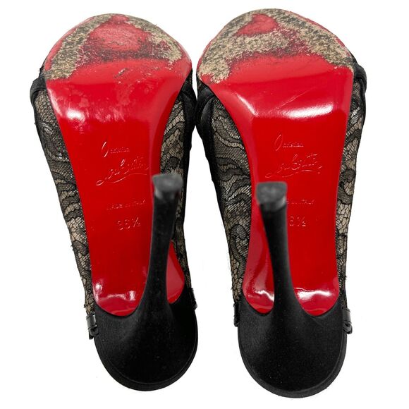 CHRISTIAN LOUBOUTIN Guiptik Black Lace Slingback Booties EU 36.5 US 6.5 - Picture 8 of 11